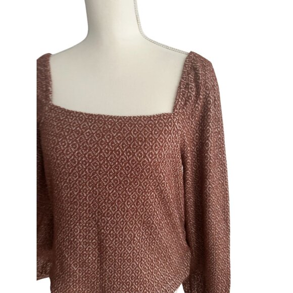 MADEWELL Brown Patterned Square Neck Blouse Size Small - Picture 4 of 7